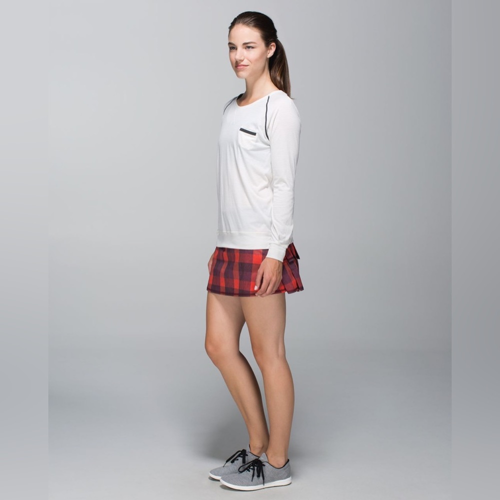 LIKE NEW Lululemon Run: Pace Setter Skirt *2-way Stretch Yama Check / Bordeaux 2